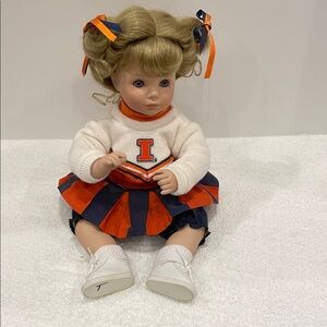 University of Illinois Classic Girl Cheerleader Doll in Orange, Navy & White